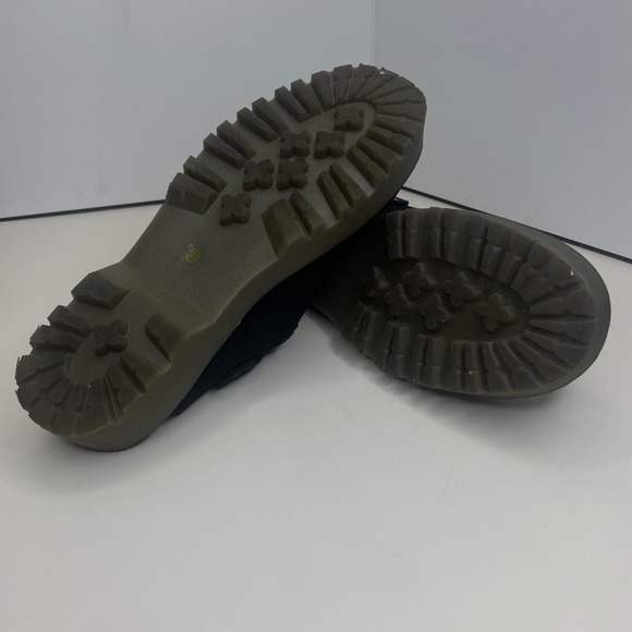 COUTGO Black Suede Clog Sandals Platform Buckle Strap Chunky Heel Womens SZ 9.5 - Picture 4 of 7